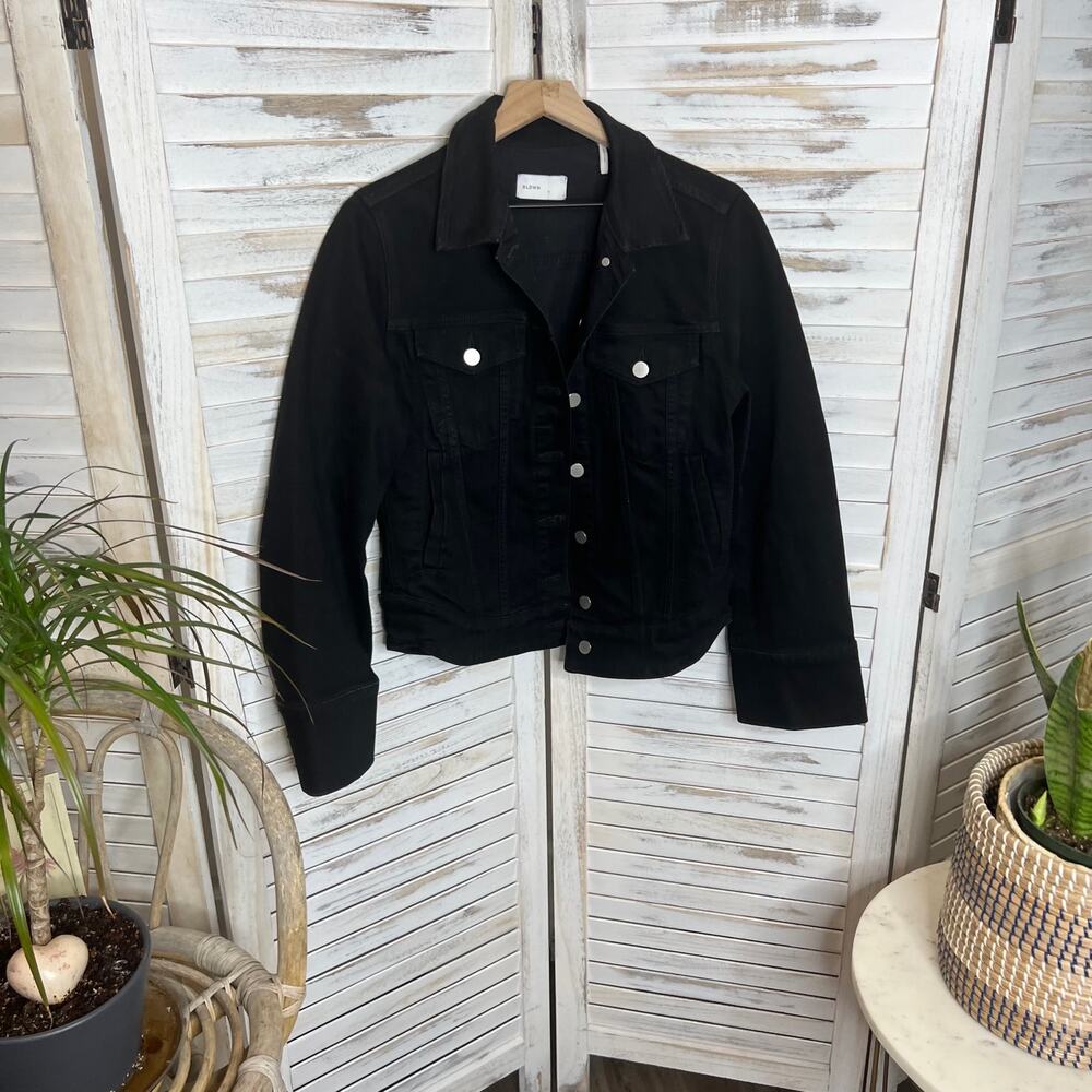 BLDWN XS Rowan Rigid Denim Jacket Carbon Black Silver Buttons Moto USA Made - Picture 3 of 15